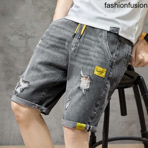 Jeans pour hommes shorts denim perforés gris d'été