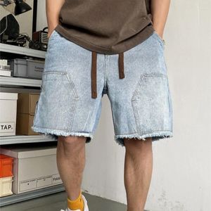 Jeans pour hommes été rétro vêtements de travail outillage Denim Shorts lâche décontracté haute rue beau grande taille cinq-quarts pantalons vêtements masculins