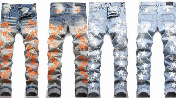 Jeans pour hommes Été Printemps Designer Jeans Hommes Lâche Hommes Pantalon Jeans Homme Lettre Motif Broder Imprimer Lavé Coton Droit Lady Luxe Mode Haute Long Denim Pantalon