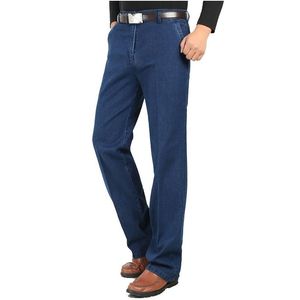 Hommes Jeans Été Mince Casual Moyen-Âge Taille Haute Lâche Long Classique Denim Pantalon Mâle Solide Affaires Droite Pour Hommes Drop Livraison Dh4Io