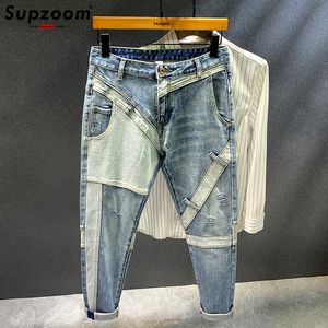 Jeans pour hommes Supzoom arrivée haut à la mode automne veste pour homme Stoashed décontracté Patchwork Cargo Denim poches coton hommes 230322