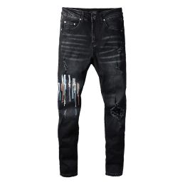 Jeans pour hommes de qualité supérieure de qualité de broderie créatrice pantalon denim trous de mode Hip Hop Street Taille 28-40 888397335