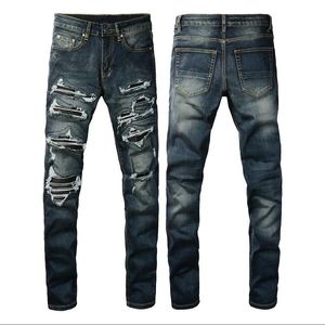 Jeans pour hommes de la lettre de qualité supérieure Broderie Logo Designer Denim Pantalons Fashion Trous Hip Hop Street Taille 28-40 # 121