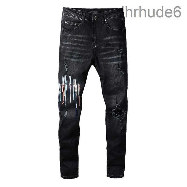 Jeans pour hommes de qualité supérieure lettre broderie pantalon de créateur trous de mode pantalon de rue Hip Hop taille 28-40 KUDW