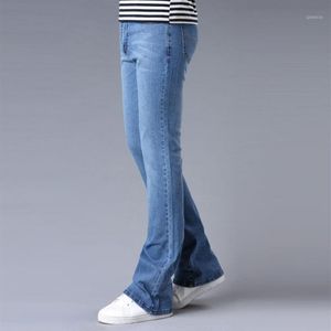 Heren Jeans Traditionele Bootcut Been Slim Fit Licht Uitlopende Jeans Blauw Zwart Mannelijke Ontwerper Klassieke Stretch Flare Broek1309C