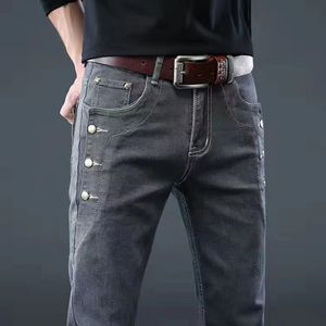 Hommes Jeans À La Mode Hommes Vêtements Slim Bouton Noir Solide Couleur Stretch Planche À Roulettes Multibouton Jeunes Maigre Denim Pantalon 230606