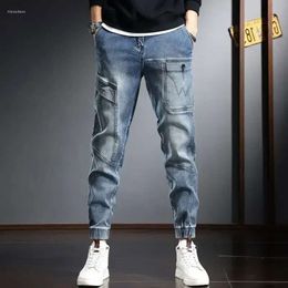 Heren jeans broek harem gesplitste mannelijke cowboybroek voor mannen vracht haruku baggy gestapeld door zomer originele denim Koreaanse stijl xs