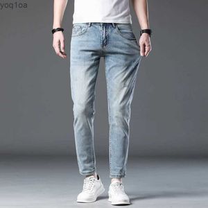 Jeans pour hommes jeans ultra minces jeans à ajustement serré avec élasticité ultrathin adaptée au printemps 2024 Vêtements de rue pantalon de cheville en jean en denim pantalon ciel bleu denim ks
