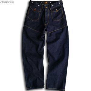 Jeans pour hommes Vintage Amekaji Denim pantalon large Cargo Cowboy jardinier petit ami Jean taille haute mode pantalon droit ample HKD230829