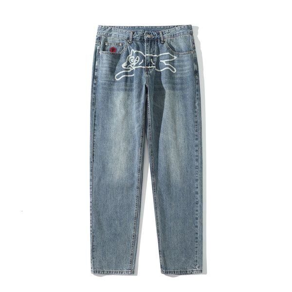 Jeans para hombre Vintage Dog Y2K Baggy Hombres Bordado Recto Lavado Denim Cargo Pantalones Streetwear Neutral Harajuku Ropa Hombre Pantalones 230329