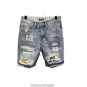 Heren Jeans Groothandel 2021 Koreaanse Mode Mannen Casual Bedelaar Gat Denim Shorts Merk Gedrukt Patch Gescheurde Korte Broek09