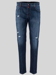Jeans masculins jeans Kiton Blue Blue Dark avec des trous