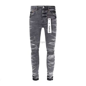 Jeans pour hommes ridés gris gris mens en jean violet streetwear rippé pantalon long