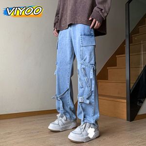 Jeans pour hommes Y2K Baggy vêtements menton Cargo pantalon large jambe évasée Denim pantalon Streetwear pantalon droit pour hommes Goth 230825