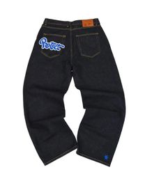 Pantalones vaqueros para hombre Y2k moda retro americano negro holgado gótico estilo callejero pantalones rectos sueltos para hombres otoño 231025