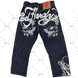 Hommes Jeans Y2K Gothique Rock Américain Anime Taille Haute Hommes Street Trend Hip Hop Jambe Droite Pantalon Large 230606