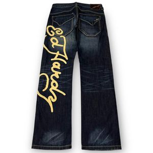 Jeans masculins y2k jeans à low rise Men harajuku goth punk imprimement oversize pantalon femme hip hop streetwear pantalon baggy vintage vêtements 230822