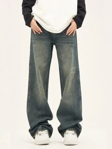 Jeans pour hommes Y2K homme coréen décontracté grunge bleu cargo pantalon baggy vintage streetwear jambe large lavage denim pantalon surdimensionné femmes vêtements 231204