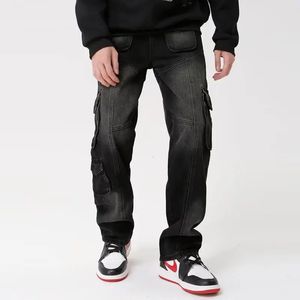 Heren Jeans Y2K Streetwear Meerdere Zakken Zwart Baggy Cargo Broek Herenkleding Rechte Hip Hop Oude Lange Broek Ropa Hombre 231204