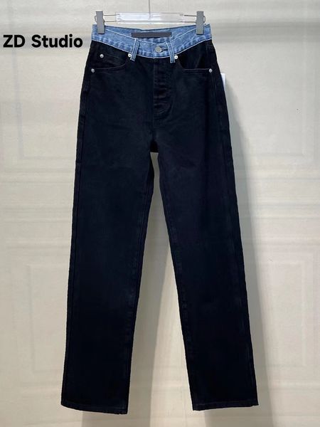 Jeans pour hommes ZD Studio Pantalon en denim noir Femme Printemps et automne Taille haute Jambe maigre Longue droite foncée Lâche Match 230915