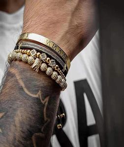 Mens sieraden armband mannen luxe koninklijke bangle set Romeinse gevlochten armbanden voor vrouwen mode -armband gouden manchet vriendschap geschenken y9344776