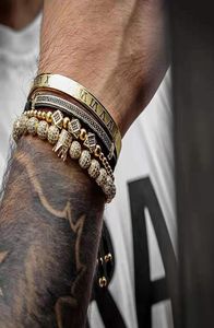 Heren Sieraden Armband Mannen Luxe Koninklijke Bangle Set Romeinse Gevlochten Armbanden Voor Vrouwen Mode Armband Gouden Manchet Vriendschap Geschenken Y5236801
