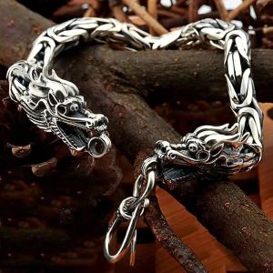 Bijoux pour hommes Hip Hop personnalité chaîne de quille bracelet en or 14 carats bracelet tête de dragon en argent vintage charme bijoux pour adolescents accessoires cadeaux