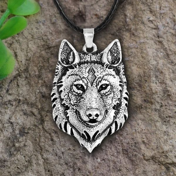 Bijoux pour hommes pendentif tête de loup en argent tibétain collier en or 14 carats pour hommes amulette Vintage Animal Viking hommes cadeau bijoux collier Hombre