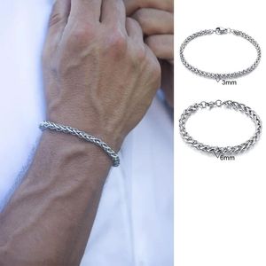 BIJOUX POUR HOMMES 3 8MM DE LARGE BRACELET CHAÎNE DE BLÉ EN OR BLANC 14K 7,48 À 9 POUCES FERMOIR MOUSQUETON