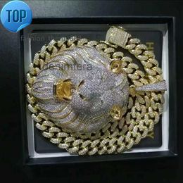 Joyería para hombre Hip Hop Iced Out Colgante Collar de diseñador de lujo Bling Diamond Cadena de eslabones cubanos Grandes colgantes León Animal Rapero Accesorios34 DZRJ