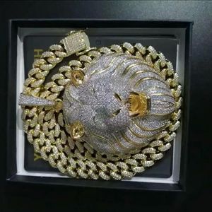 Bijoux pour hommes Hip Hop Iced Out Pendentif Luxe Designer Collier Bling Diamant Cubain Lien Chaîne Gros Pendentifs Lion Animal Rappeur Acce279B