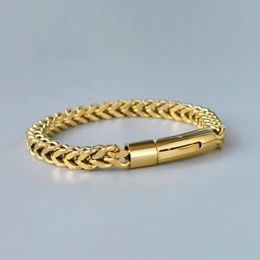 Bijoux pour hommes Hiphop tressé quille chaîne Bracelet en acier inoxydable pour hommes personnalisé fête méta bijoux 240227
