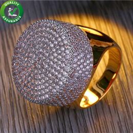 Bijoux pour hommes Bagues Hip Hop Designer de luxe Bagues de fiançailles rondes entièrement glacées CZ Diamant Bling Pandora Style Pinky Finger Ring 205v