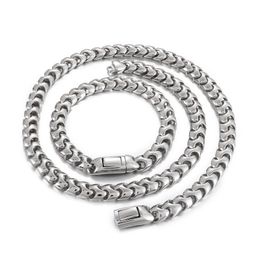 Ensemble de bijoux pour homme en acier inoxydable collier bracelet costume coulée quille lien chaîne argent 9 mm 24 pouces 8,5 pouces grand cool punk bling pour père mari copains