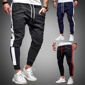 Heren jogger broek mager spoorbroek mannelijk fleece hardloop joggingbroek trekstring zijkant streep zweetbroek zwarte joggers joggers joggers 201118