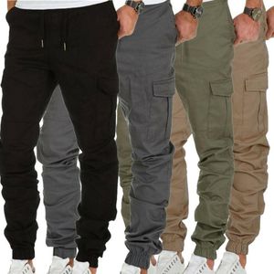 Heren joggers elastische taille werkbroek chino broek heren casual stijl lading joggers broek bodems uk