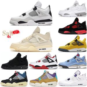 Mens Jumpman 4 Mid basketbalschoenen Vrouw MILITAAL ZWARTE UNIVERSITY BLAUWE BEMIDBAAR BLAAK CAT 4S Basketballen Sneaker Massage Sports