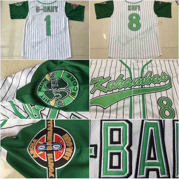 Hommes Kekambas 1 Jarius G-baby E Maillot de baseball 8 Kofi E avec Archa Duffys Patch Ed Kids les maillots de baseball du film Hardball