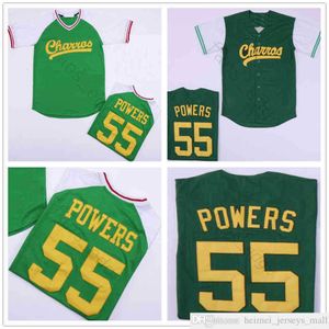 Mens Kenny Powers Eastbound et Down Mexicain Charros Baseball Jersey Vert Eastbound Down Kenny Powers # 55 Maillots cousus bon marché Chemises