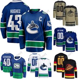 Mens Kids 43 Quinn Hughes Reverse Retro Hockey Jersey 40 Elias Pettersson Brock Boeser Andrei Kuzmenko Sam Lafferty Casey Desmith Trevor Linden J.T.Molinero