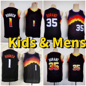 Mens Kids Basketball Jersey Kevin Devin Durant Booker Black Stitched Shirts Boys Youth 35 1 Jerseys Summer