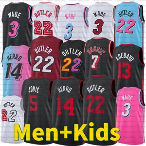 Heren basketbalshirts voor kinderen Jimmy 13 Bam Adebayo wade Tyler Herro Kevin Love Kyle Lowry Martin Robinson Butler Hampton Custom basketbalshirt heren kinderen S-XXXL