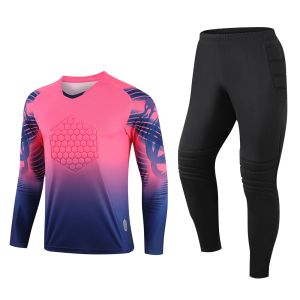 Mens Kids Doelmanuniformen voetbalshirts shirts voetbal training broek kleding pak spons kist heup knipad elleboogbeschermer