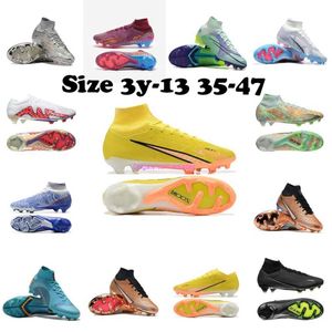 Mens Kids Soccer Cleats Shoes Crampons Mercurial Football Boots Cleat turf 7 Elite 9 r9 V 4 8 15 XXV IX FG cr7 American Foot Ball Boot Enfant Youth Boys Girls Size 3Y-11 35-45