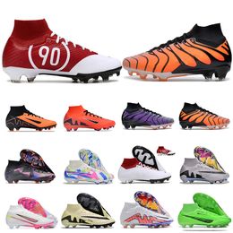 SuperfIy 9 Heren Kinderen Veelkleurig IX Elite MERCUrlAL FG Voltage Paars TN Zwart Sunset Hoge voetbalschoenen Marcus Rashford FG Mad Ready voetbalschoen