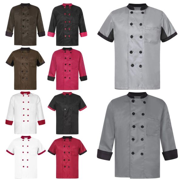 CHEF Chef Chef Coat Camisetas de uniformes de restaurantes de hombres CHACK CHEF CHAF COMINA DE CHAF CHAP SERVICIO DE SERVICIO DE DOBLE PERRADA