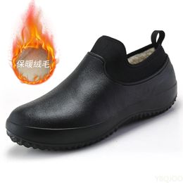 Chaussures de travail de cuisine pour hommes chaussures de Chef imperméables antidérapantes chaussures de travail unisexes décontractées chaussures d'eau bottes de coton de pluie grande taille 240309