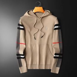 Heren breien hoodies sweatshirts mannen met capuchon kleding homme high street jassen mannen jassen gebreide mannen casual streep geruite pullovers plus maat s-4xl