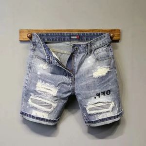 Jeans clásicos de estilo coreano para hombre para pantalones cortos de mezclilla de verano diseñador angustiado con agujero de moda