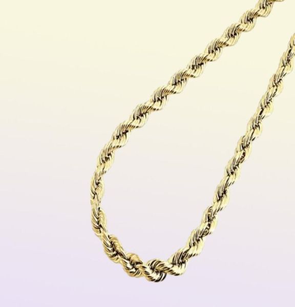 Collar de cadena de cuerda hueca de 550 mm con relleno de oro amarillo de 10 quilates 110 para damas y hombres Collar de 24 pulgadas 3229375